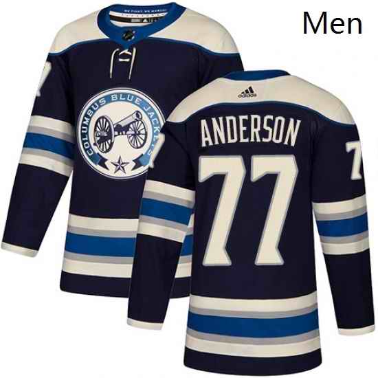 Mens Adidas Columbus Blue Jackets 77 Josh Anderson Premier Navy Blue Alternate NHL Jersey